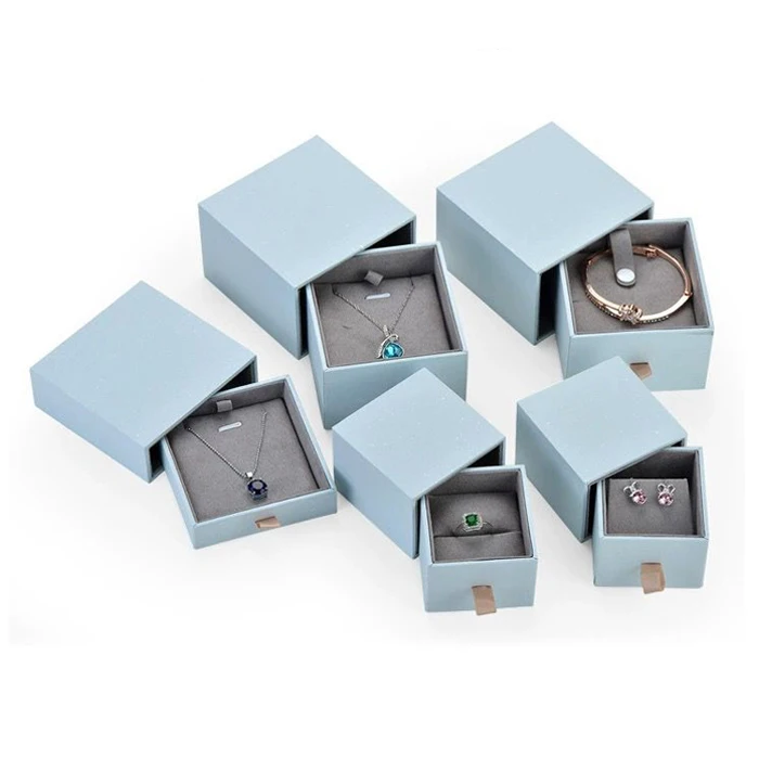 Wholesale Cardboard Navy blue white Sliding Drawer Wedding Jewelry Watch gift box packaging