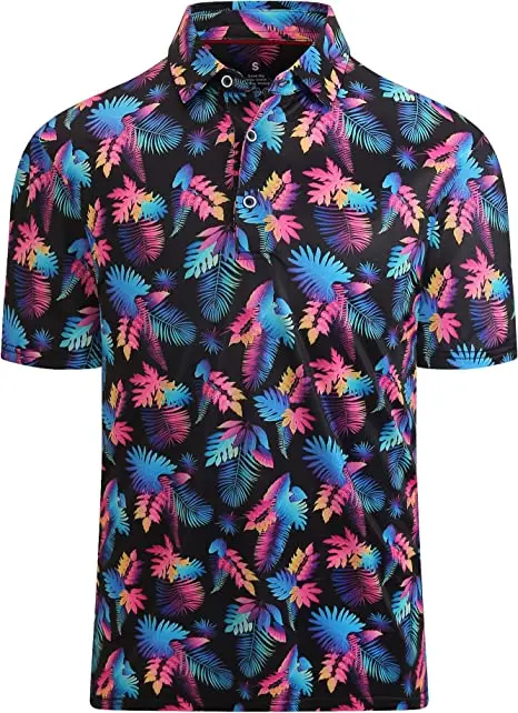 Wholesale Custom Sublimation Printed 4 Way Stretchy Mens Quick Dry Short Sleeve Tennis Golf Polo Shirts