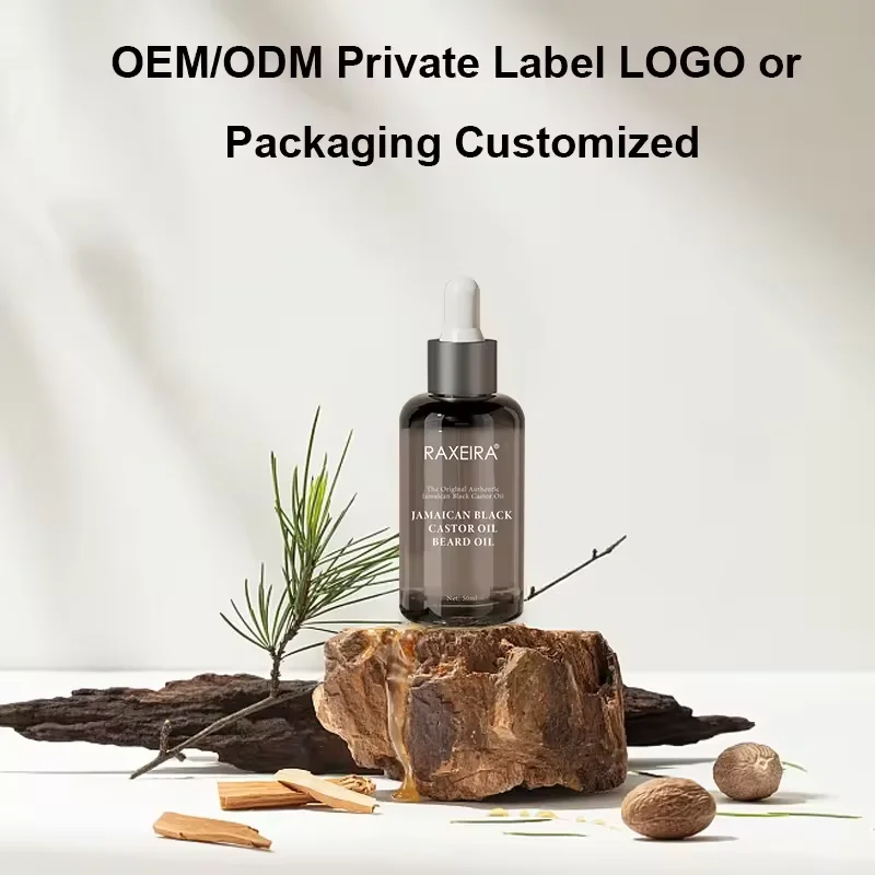 Customize Logo 100% Pure All Natural Organic Jamaican Black Castor Beard Oil For Men Private Label Beard Growth Oil