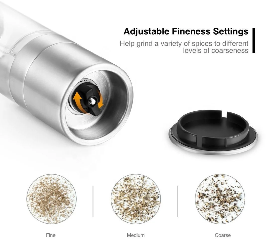Wholesale Premium Stainless Steel 2 in 1 Salt Pepper Mill with Setting Mechanism