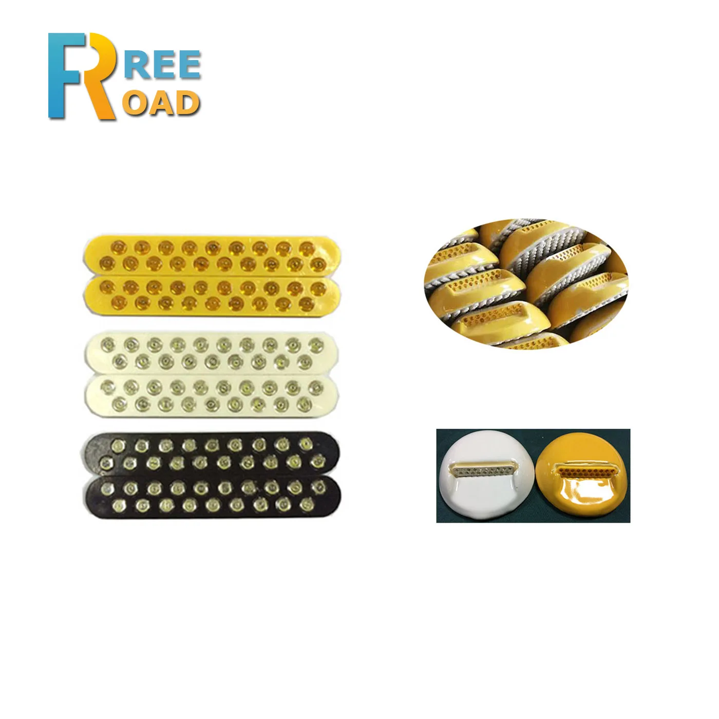 19 elements glass beads yellow white red plastic reflector for ceramic road stud