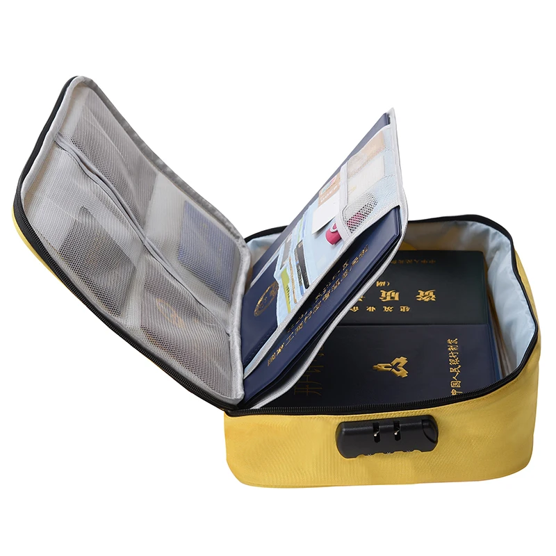 2 layers file passport bag for travelling waterproof storage bag big capacity documents case with lock