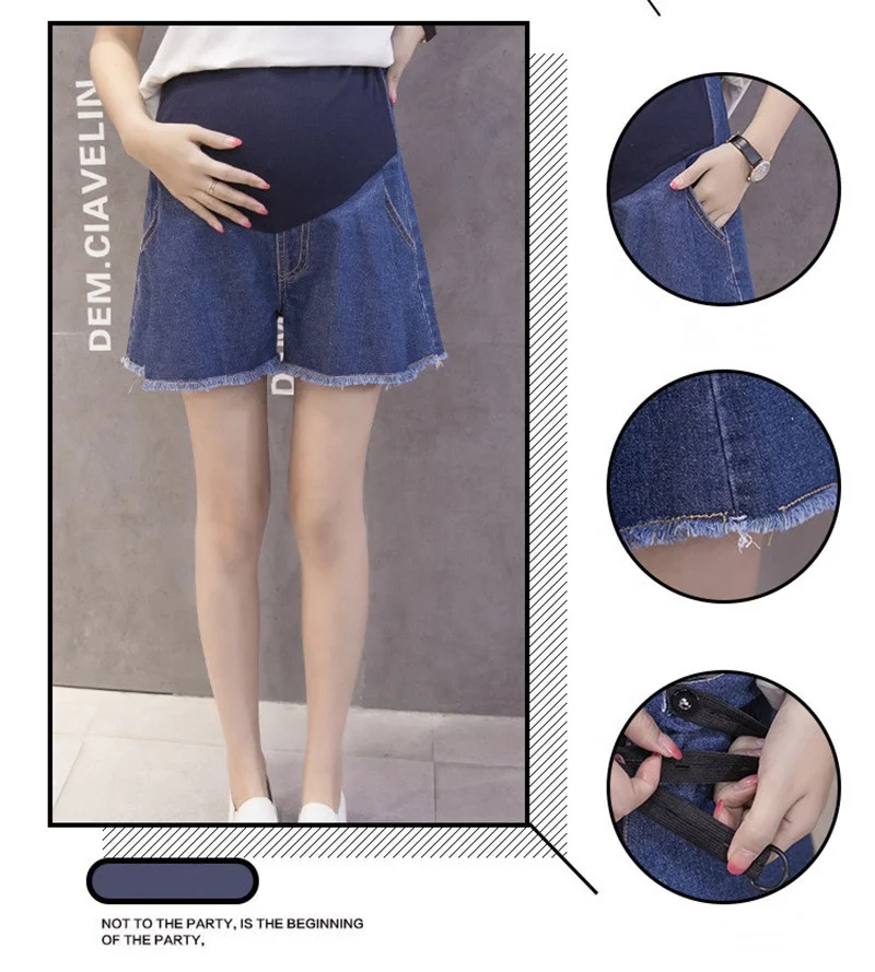 2019 summer maternity pants wearing wide-leg denim shorts