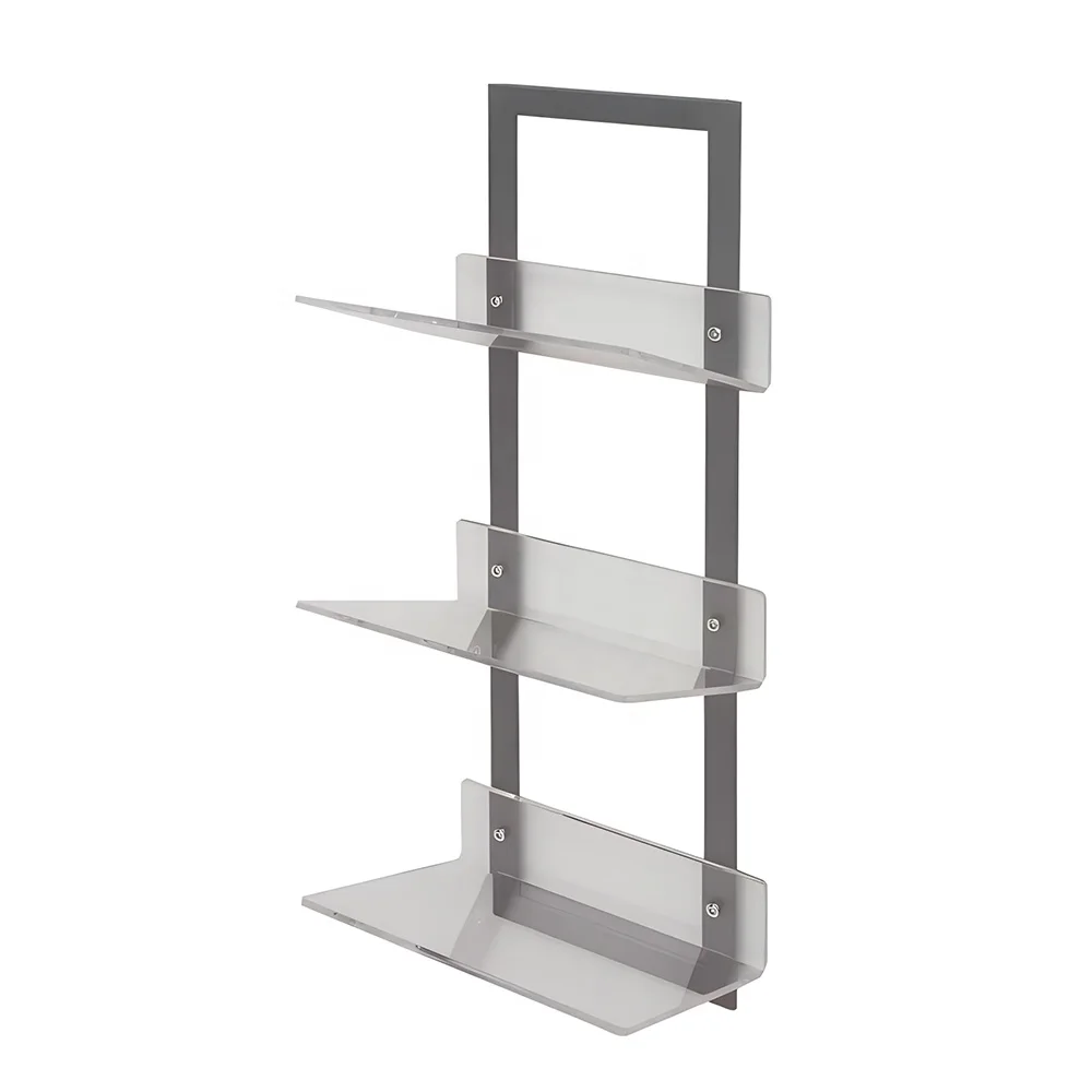 Custom 3 tier european steel wall bookcases decorative ladder modern book shelf luxury clear acrylic display shelf