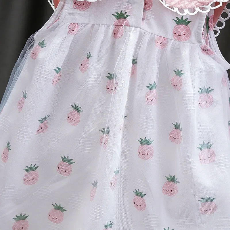 
2020 summer kids baby flower clothes peter pan collar 100% cotton floral pink girls dresses 