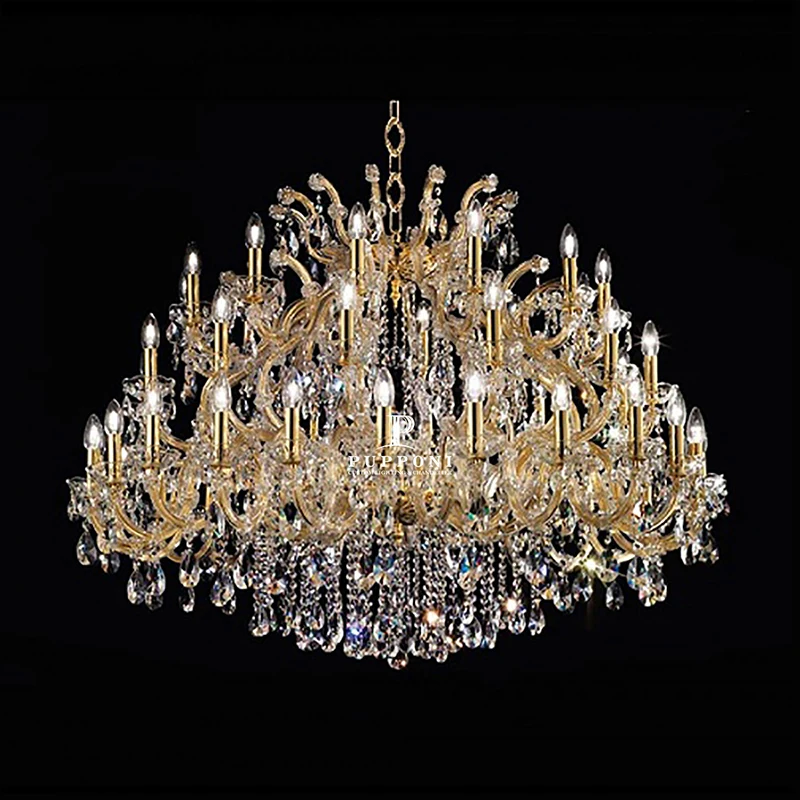 Luxury White Fabric Lampshades Pendant Lights Modern Living Room Crystal Lamp Chandelier For Hall Stair