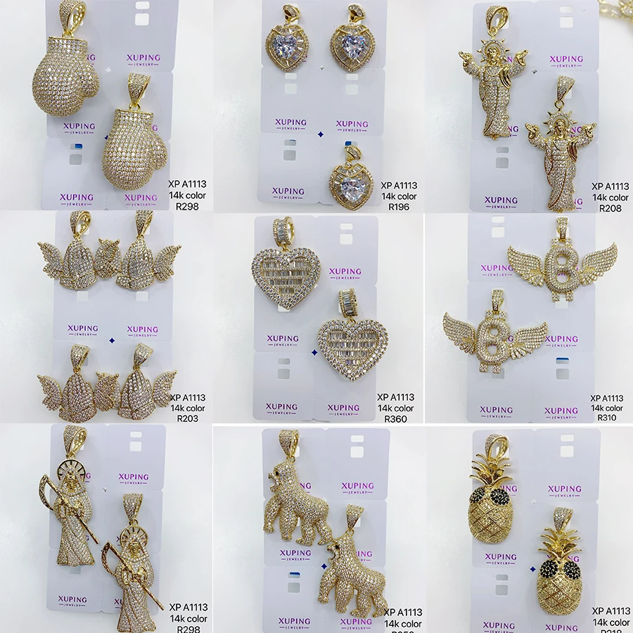 10067 xuping jewelry Various animal insect heart cross letter pendants necklace wholesale fashion zircon gold iced out pendant