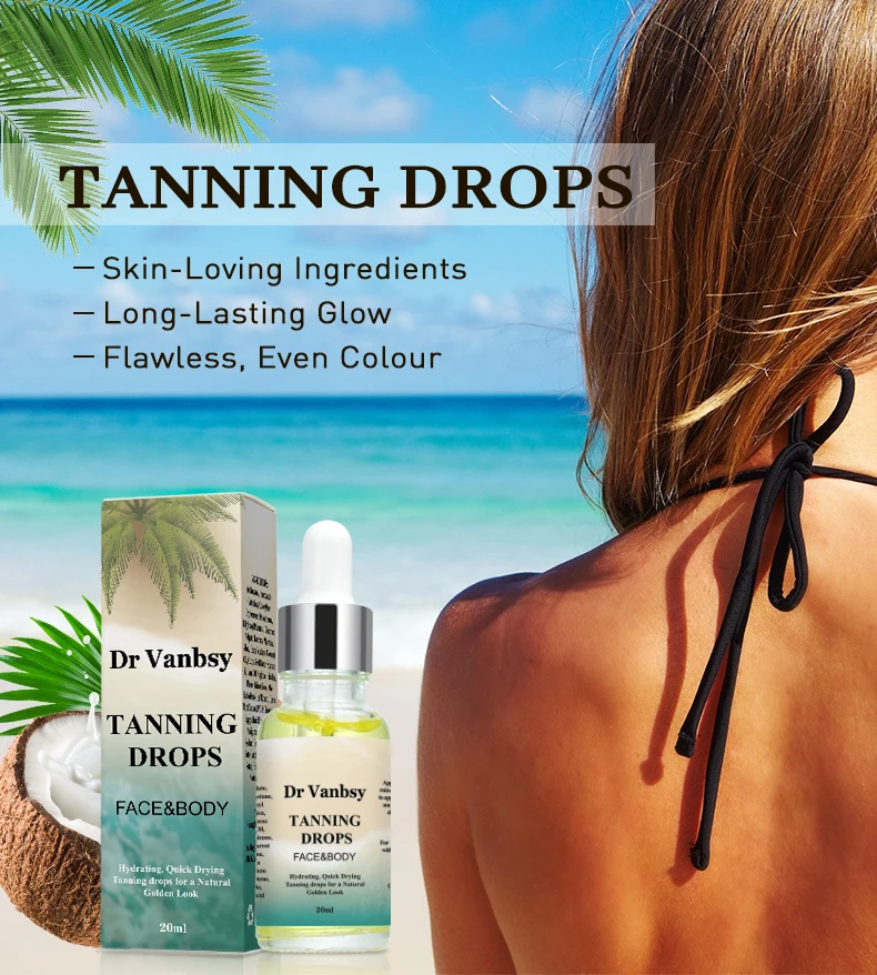 Private Label Custom Beauty Products Natural Tanning Lotion  Active Self Tanner Gel Sun Tan Drops