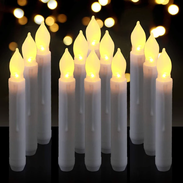 Electric Wickless Pillar Battery Operated Candles with Flickering Flame Timer