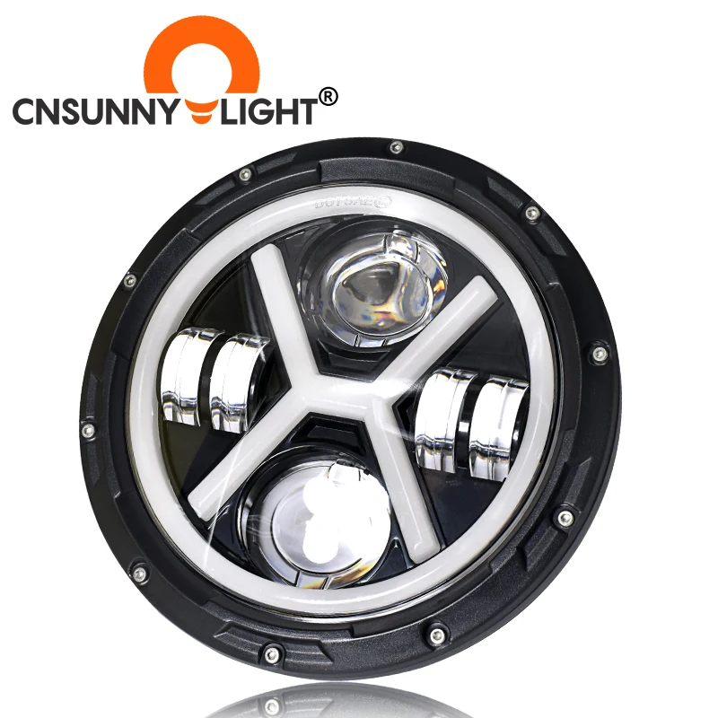 Светодиодные фары OEM Faros Luces, фары 12 В, 7 дюймов для внедорожников, светодиодные фары, бара, светодиодные фары для грузовиков, мотоциклов, фары DRL, гало, поворотный свет для JP