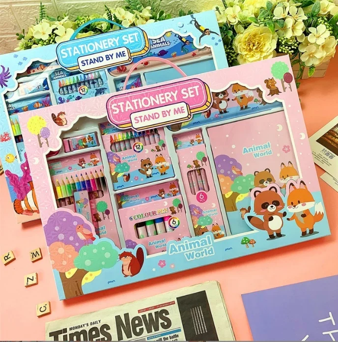 Good quality stationery set  carton styles kids stationery Wholesale Creative cartoon back to school stationery set
