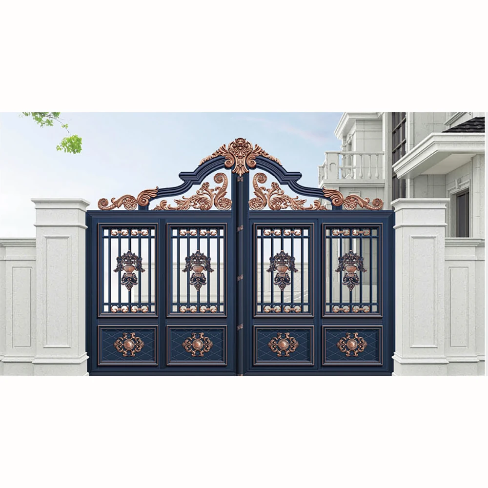 Luxury Houses Main Gate for Courtyard Villa Doors Metal Sun Proof Waterproof Fencing Aluminum Gates