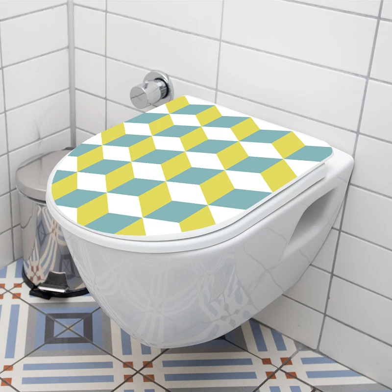 wholesale 3d waterproof removable vinyl sticker customized design home decorative toilet seat sticker for bathroom