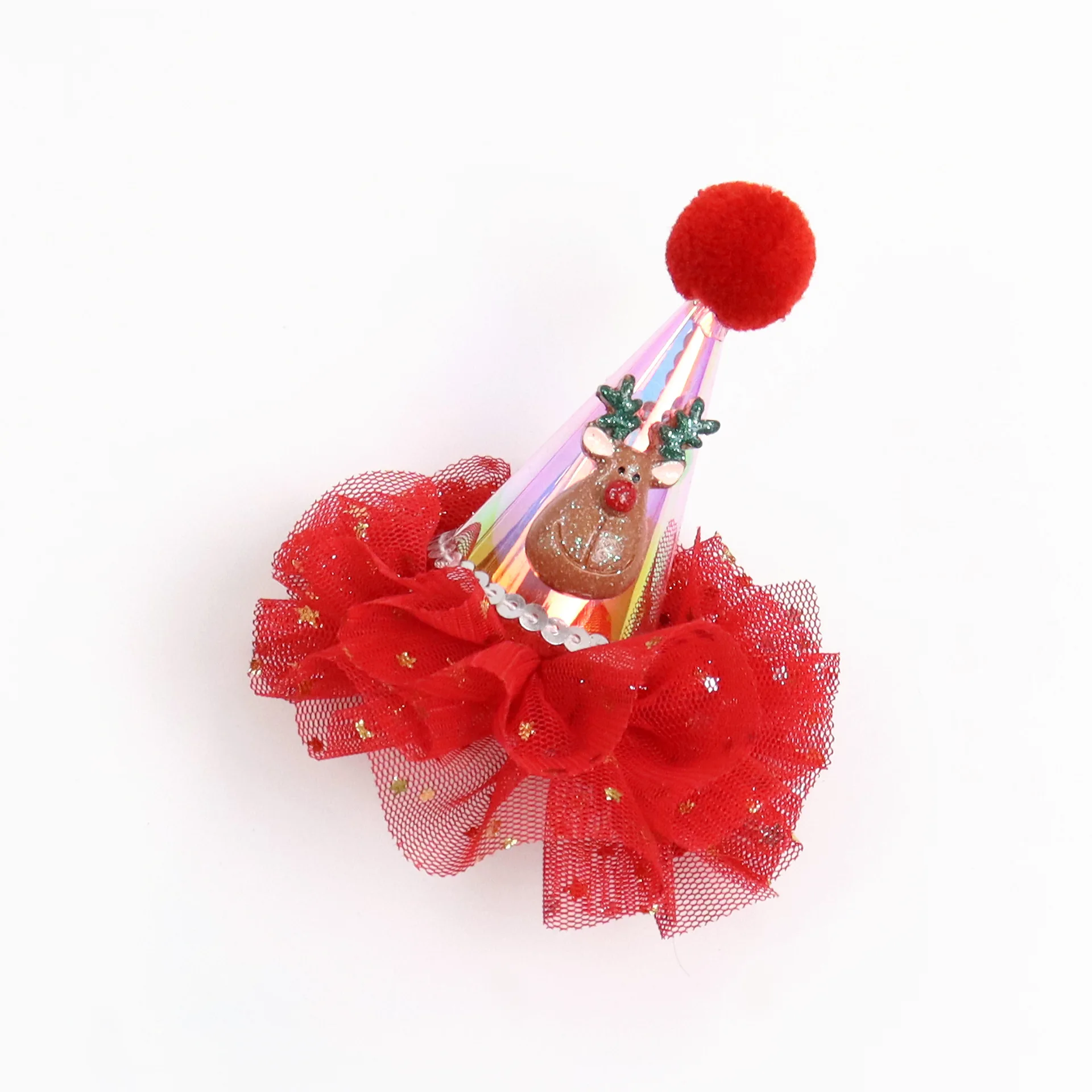 B.PHNE  Christmas  Doll Hair Accessories Bow Hat Deer Santa Claus Hair Clip for Girls Toddlers