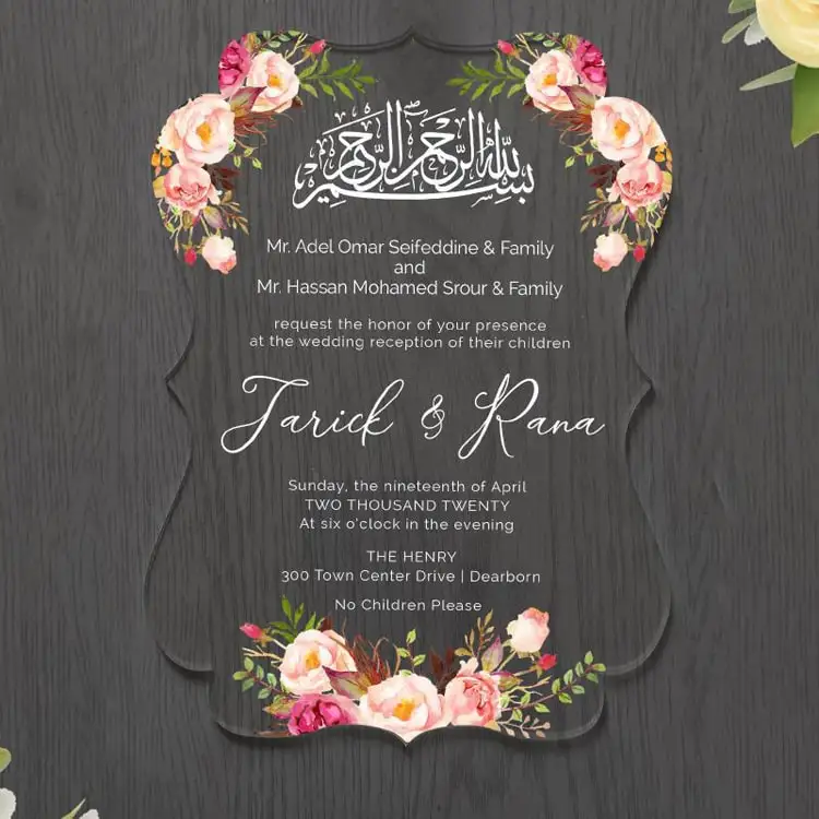 Customized Clear Acrylic Wedding Birthday Invitations Personalize UV Printing Craft Card acrylic advertising board
