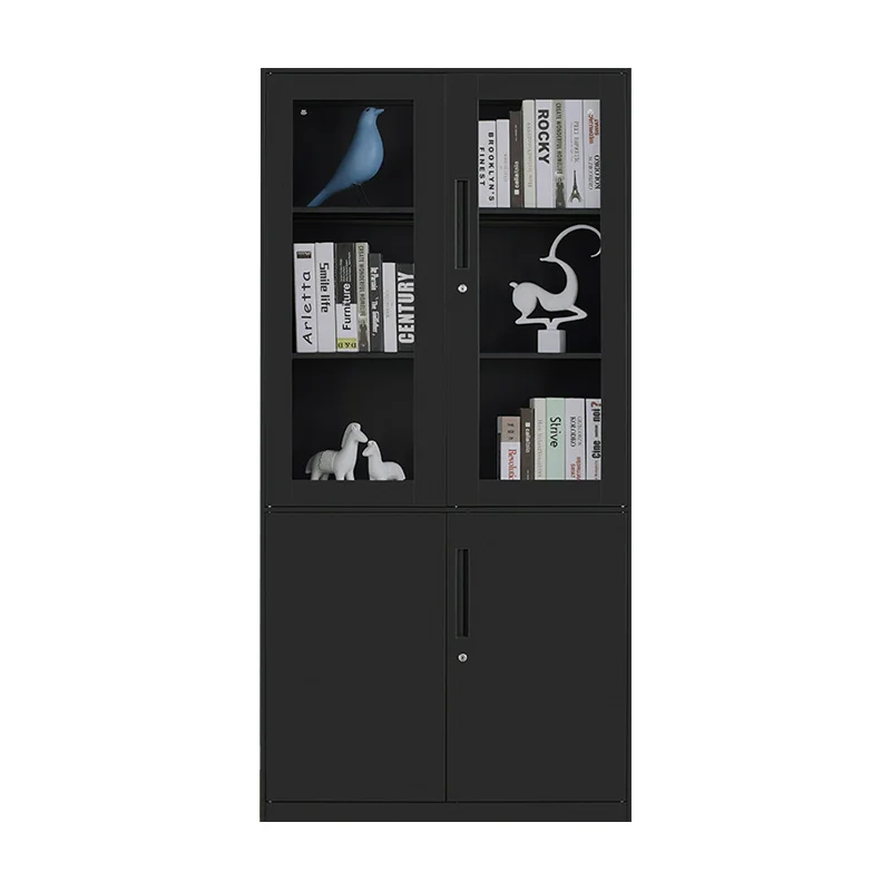 New Style And Popular Office Furniture Metal File Storage Cabinet Cupboard With Upper 2 Glass Door
