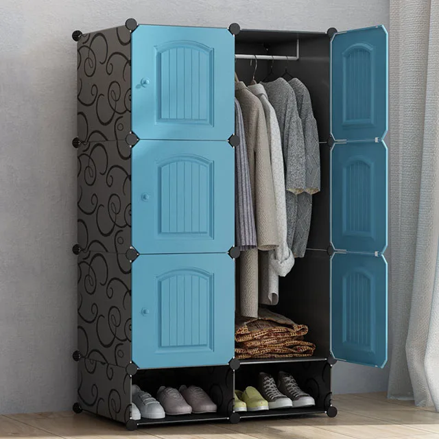 
8 lager cube Plastic Portable Wardrobe with shoes storage 3D door Closet for Hanging Clothes Combination Armoire 