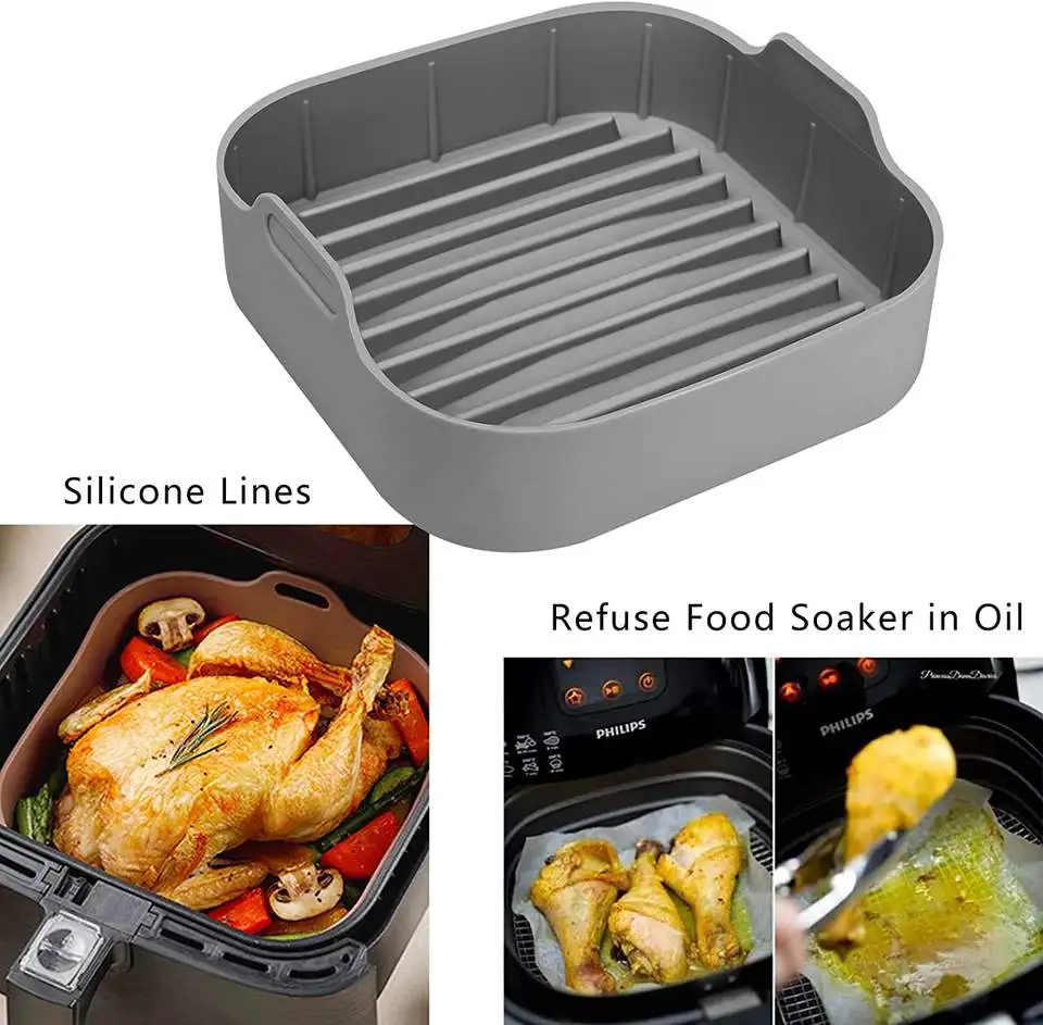 Kitchen Air Fryer Accessories Replacement Silicone Liners Basket Paper Liners Baking Tool Tray Silicone  Air Fryer Liners Pot