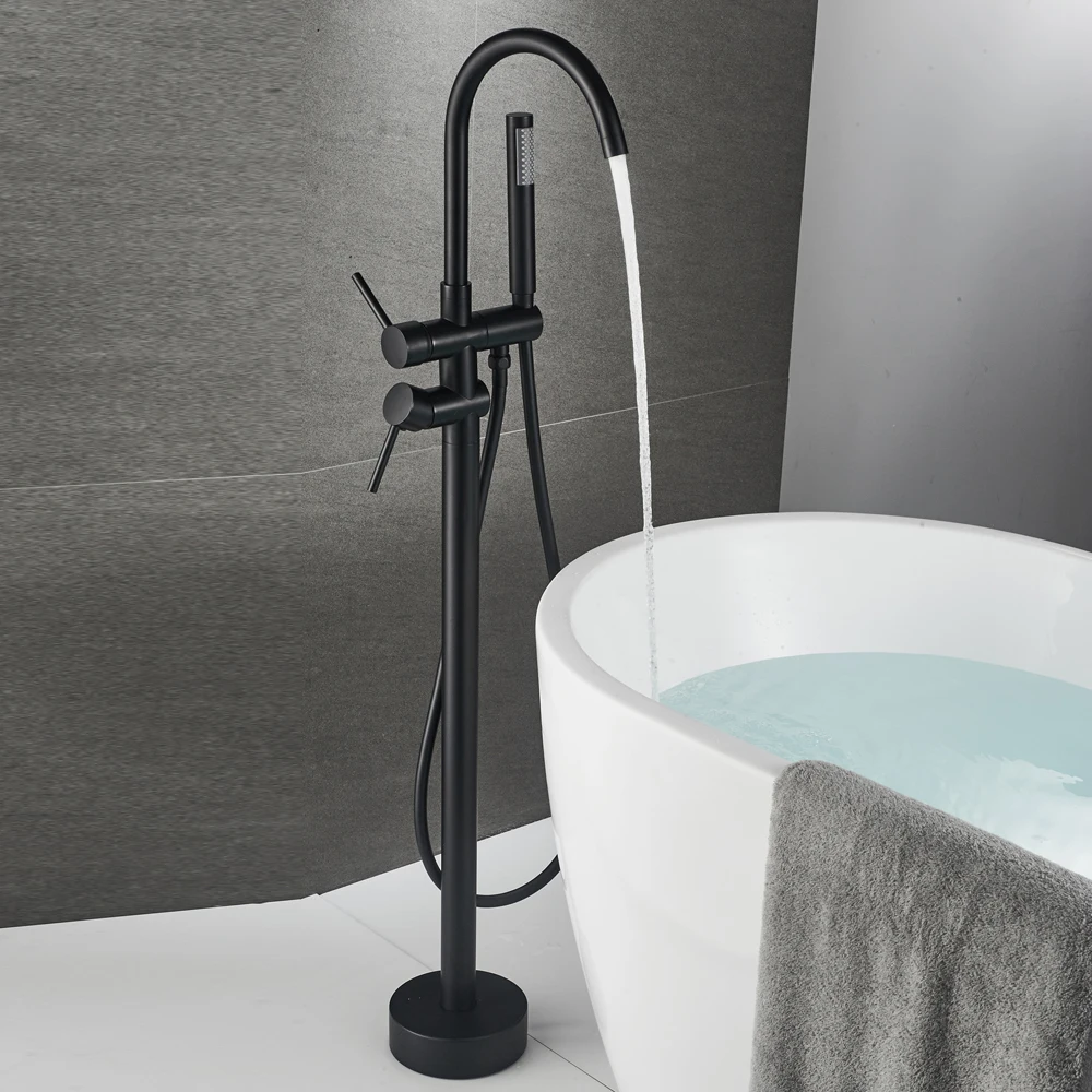Beelee BL19005B латунные черные матовые отдельно стоячие краны для ванны напольный смеситель