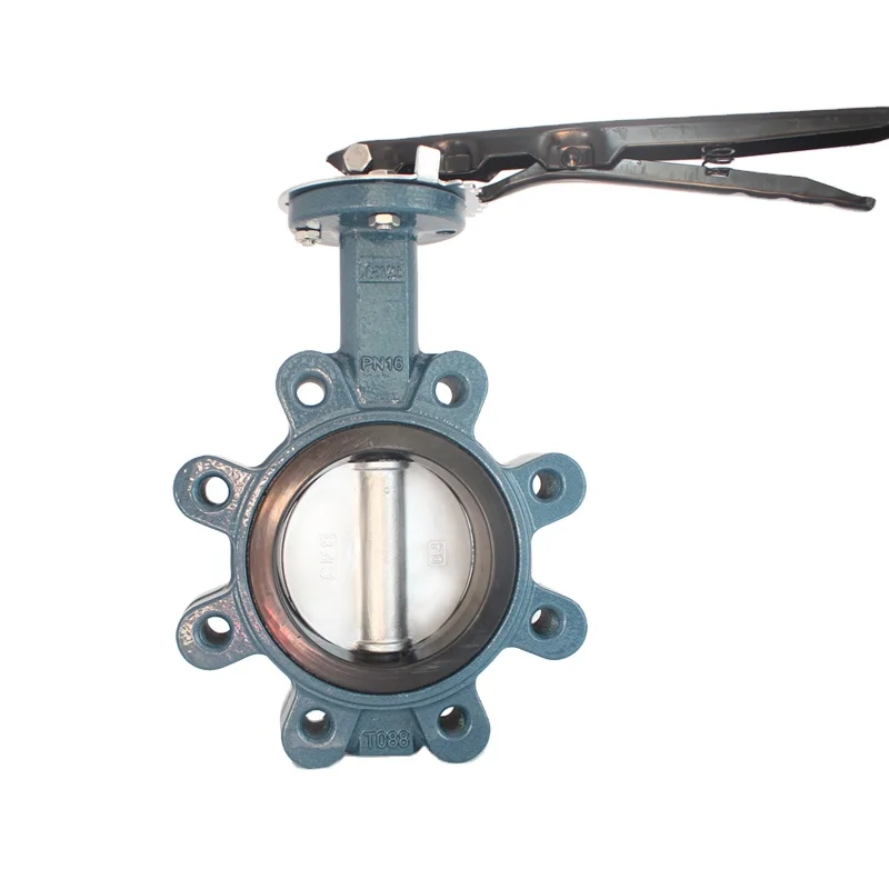 CF8 DN200 PN16 wafer type gearbox operated ductile iron resilient seat butterfly valve with chain wheel