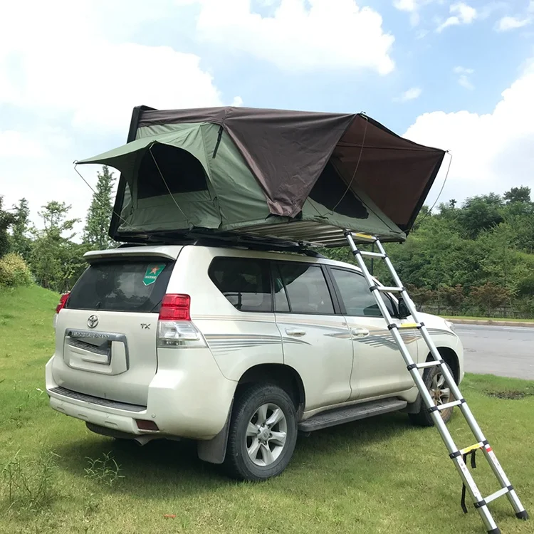 New style hard shell folding outdoor canvas car roof top tent hard shell camping car tent awning for suv