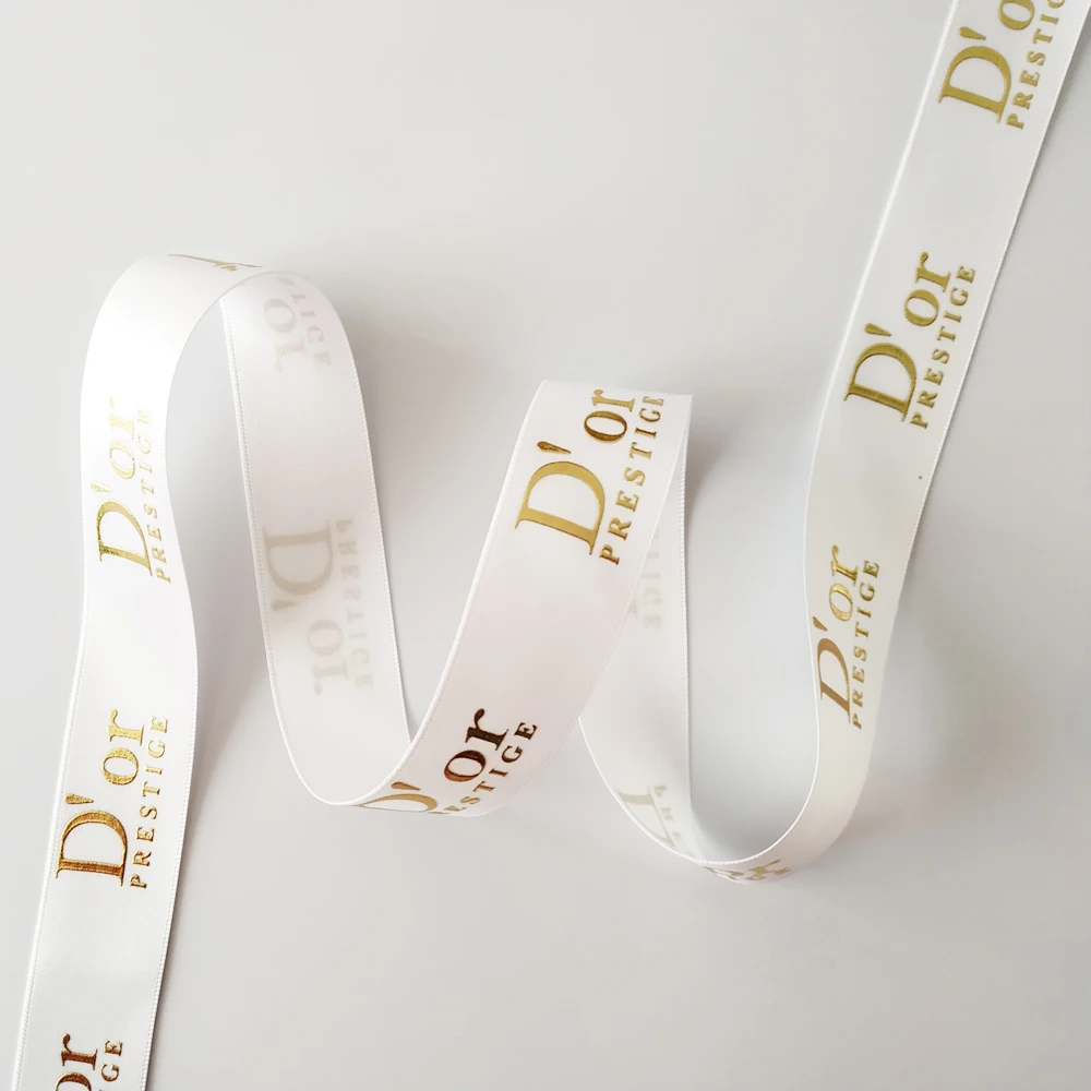 Wholesale Best Price Custom Logo Printed White Satin Ribbon Polyester Flower Ribbon for Gift Packaging Luster Style