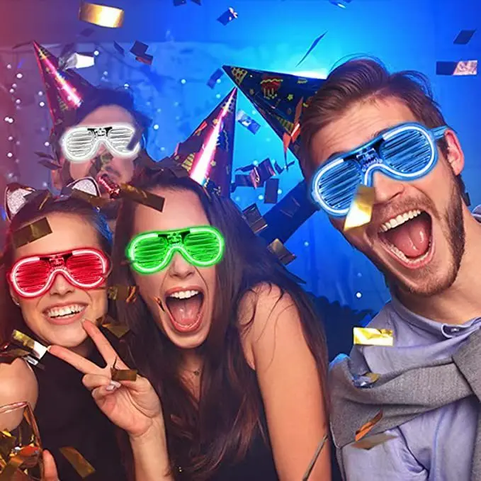 Neon Color Shutter Shadeds Luminous Glasses for Kids, Novelty 80s 90s Funny Party Glasses Festival Outfits Accessories