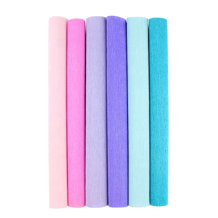 Wrapping Paper Colorful Double Sided Factory Customized Disposable Crinckle Floral and Gift Crepe Virgin Letterpress Printing