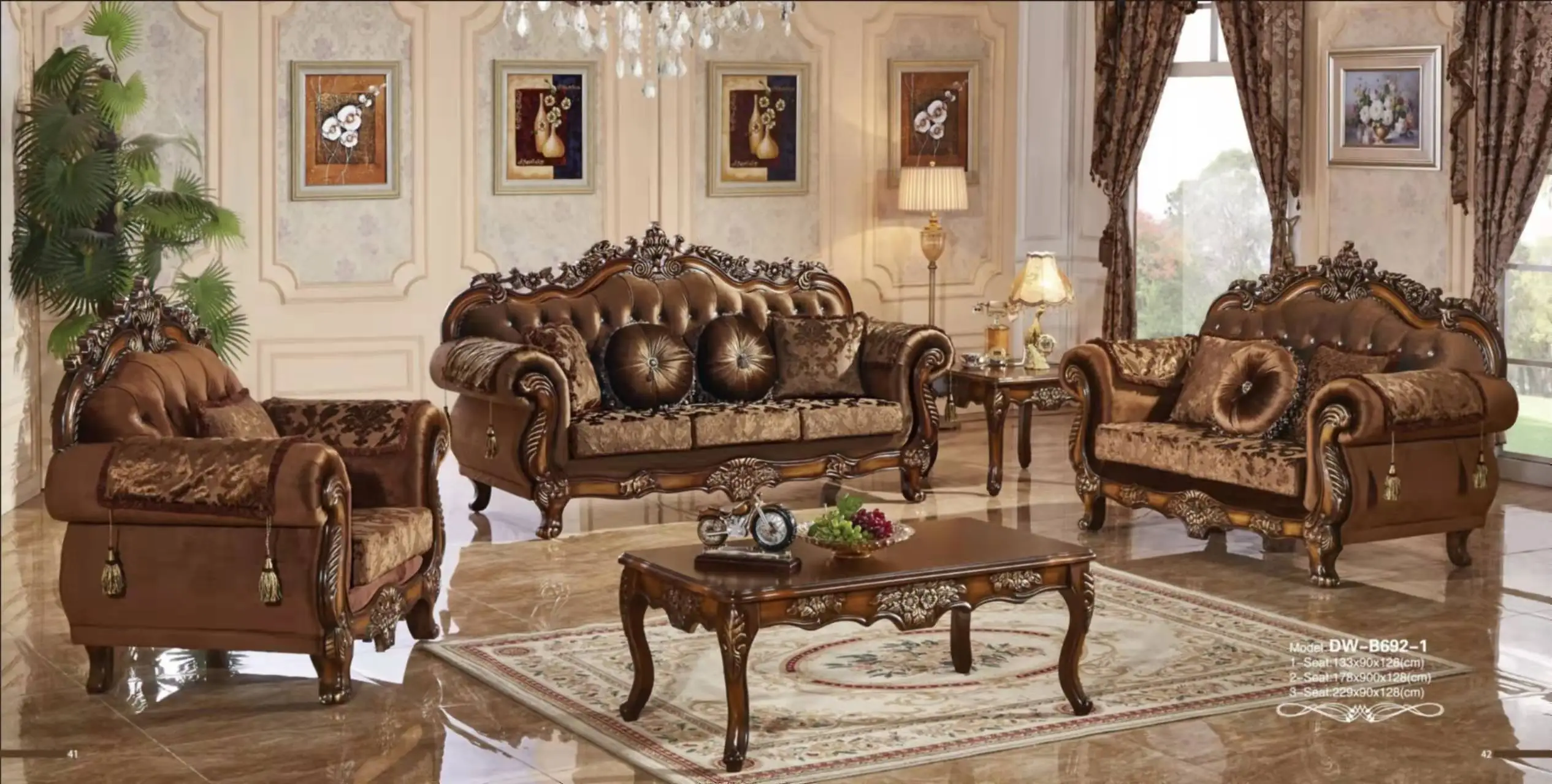 American Country Style Hotel furniture Wooden Sofa With Fabric Finish For living room sofas