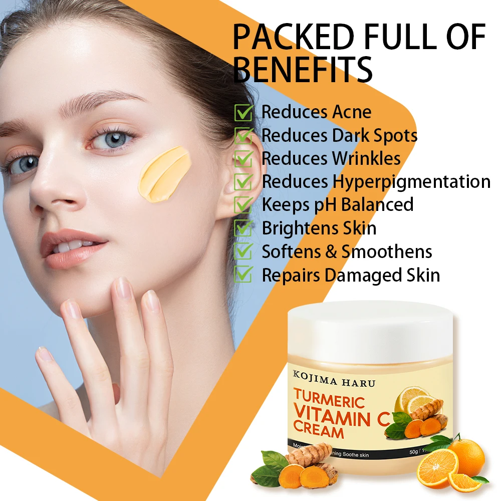 Private label Turmeric retinol beauty whitening face cream kojic acid glowing skin face cream for dry skin for women