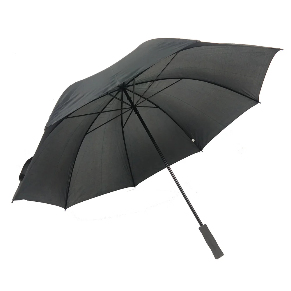 Manual open large size double ribs black color polyester fabric cheap advertising golf umbrella