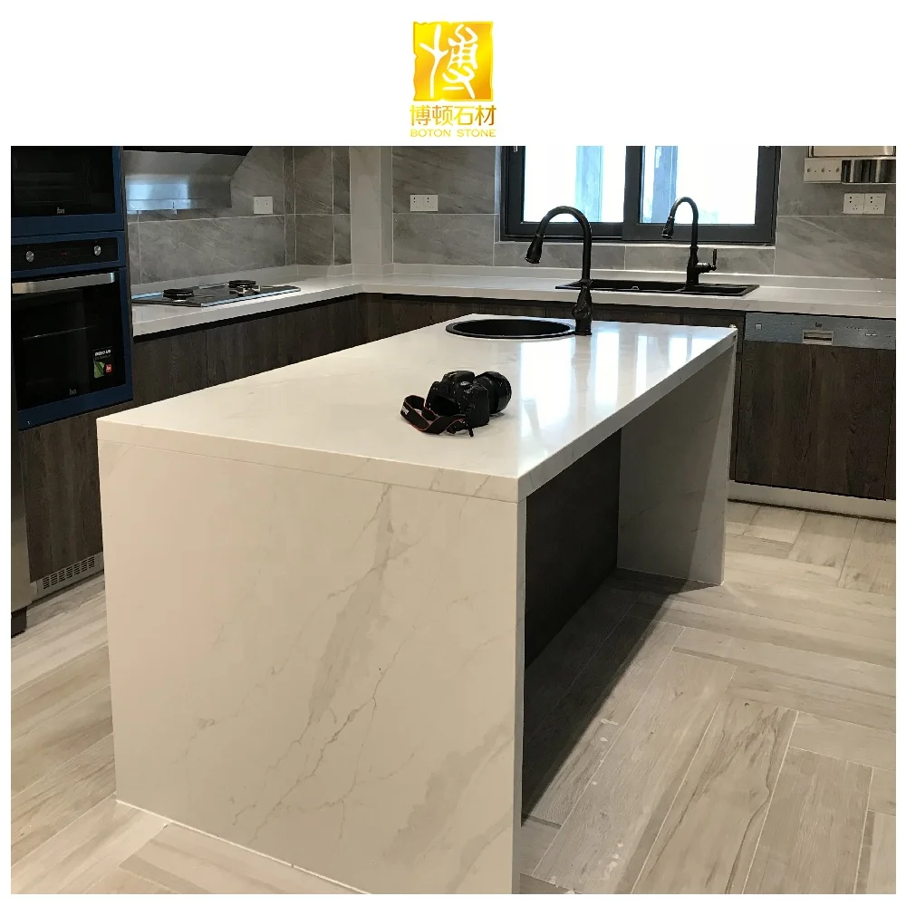 BOTON STONE Manufacturer Best Price Mirror Tiles Calacatta Slabs White Quartz Stone