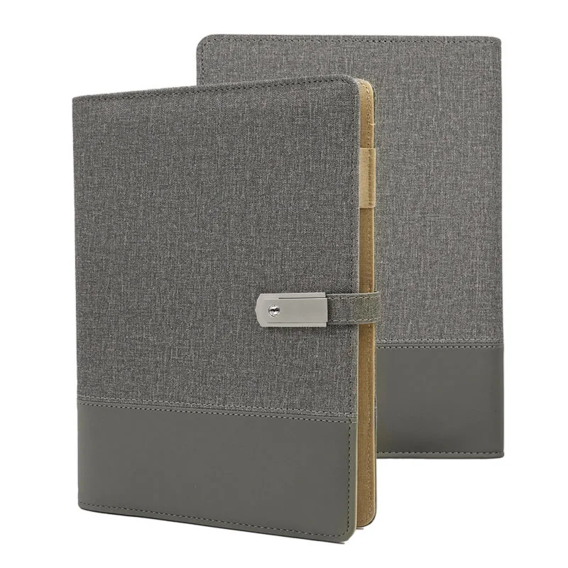 Wholesale A5 Loose-Leaf Notebook with wireless charger and Power Bank custom made logo Power Bank Diary with Gift Box for gifts