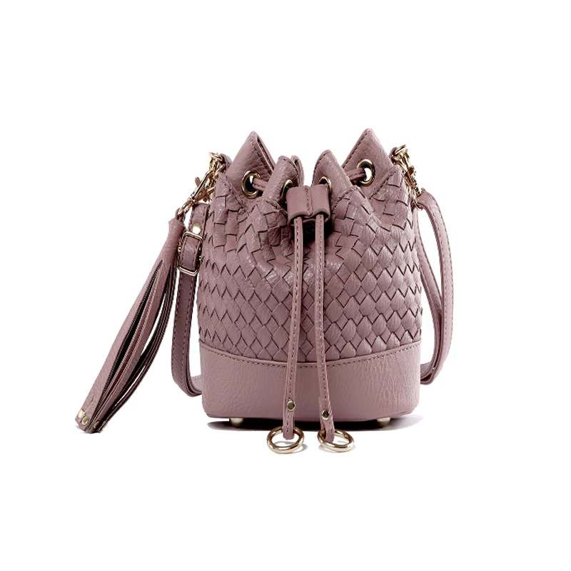
Fashion Weave Bucket Bags Women Woven Drawstring Bucket Bag Classic Ladies Crossbody Handbag For Daily Life 