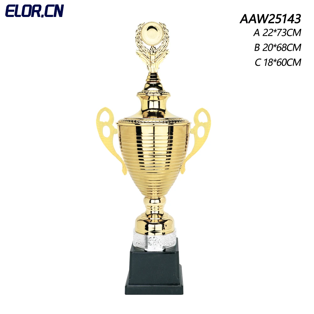 Elor Factory Wholesale Big Sizes Unique Design Golden Metal Sports Awards Trophies For Sports Activities Team Competitions