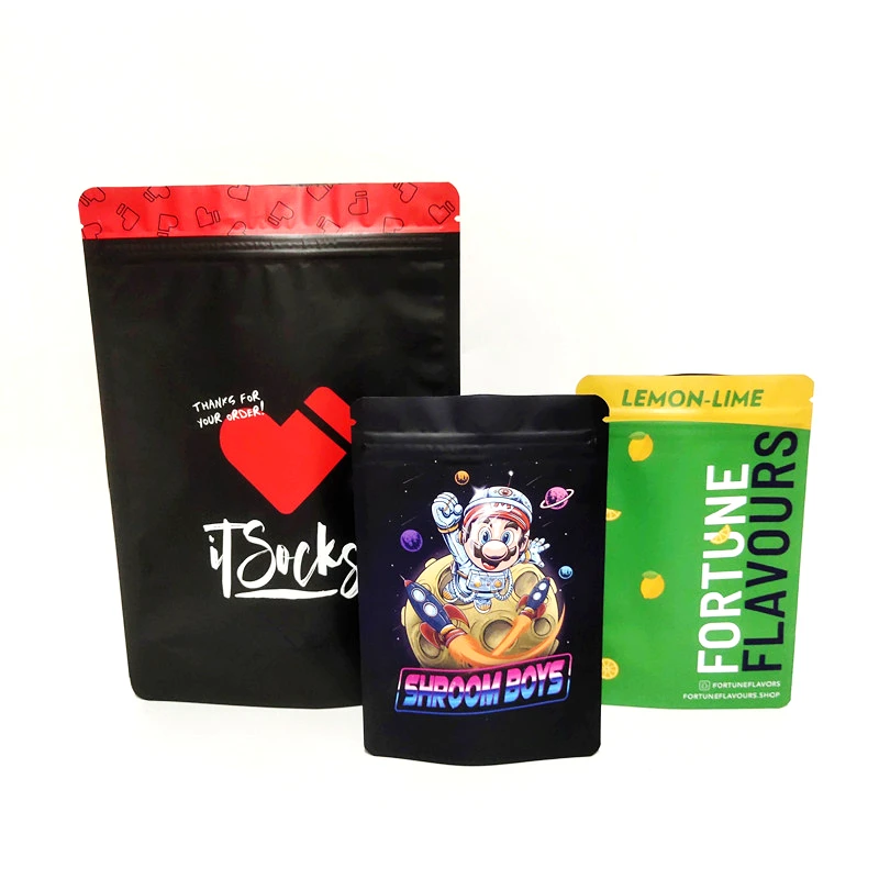 Custom design print smell proof pouch for packaging aluminum foil stand up zip lock 3.5g 4x6 inch mylar bags