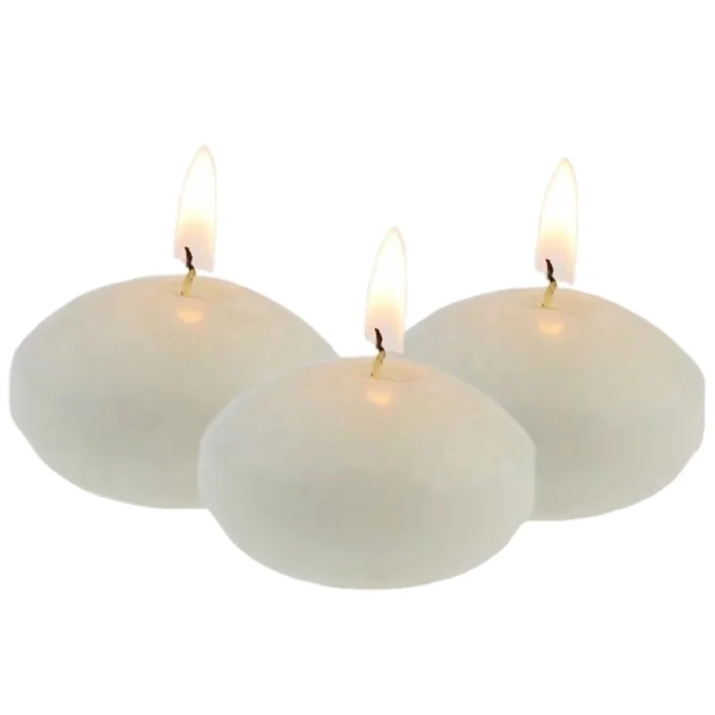 Hot Sale Floating Candles Tealight for Cylinder Vases Centerpieces at Wedding 3 inches White Unscented Wax Discs Set of 24 pcs