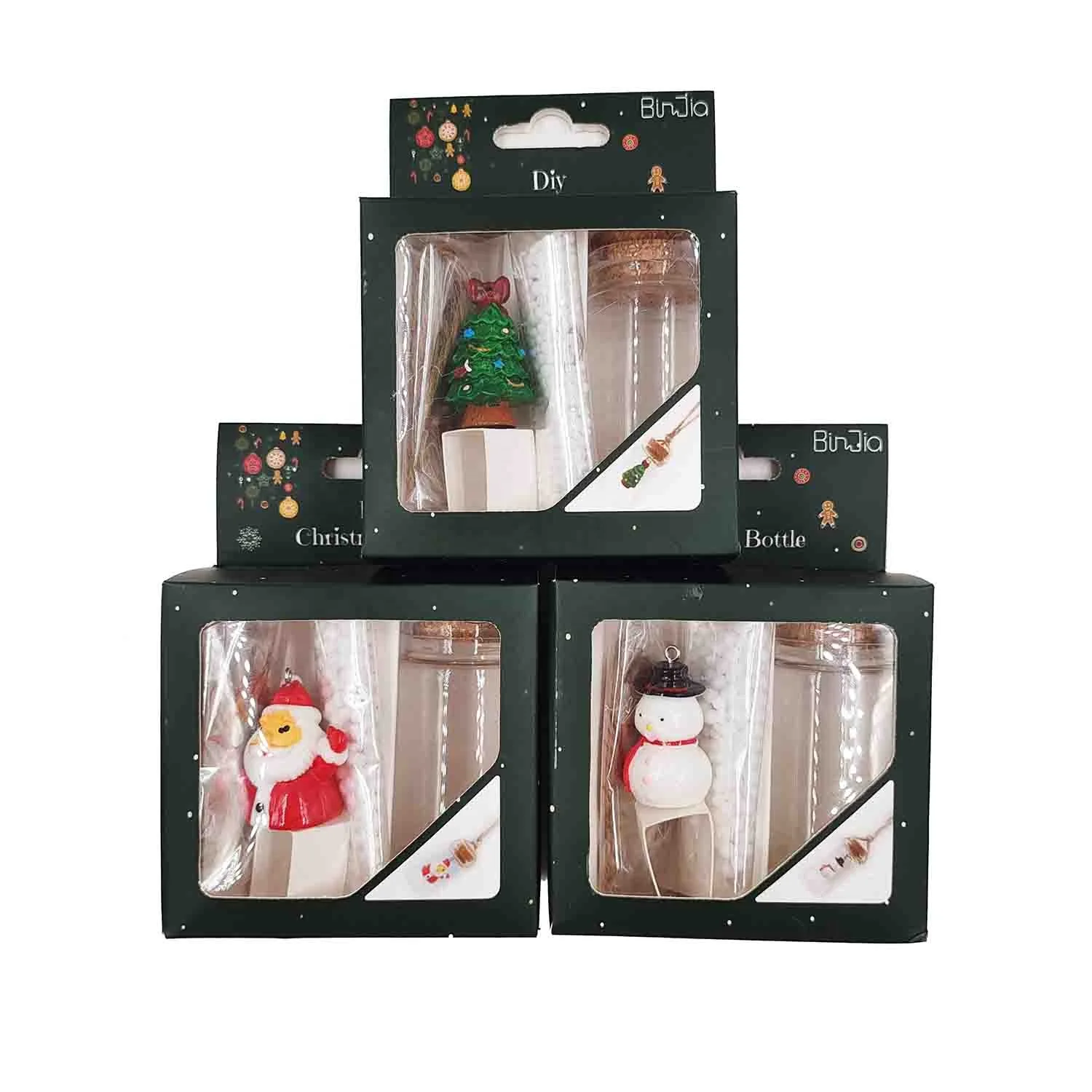 DIY Christmas glass wishing bottle Santa Claus Christmas tree Snowman ornament pendant holiday home decorations