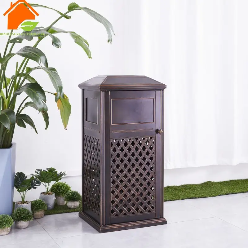 High quality classical outdoor cast aluminum park sanitary waste bin. Public garden commercial garbage bin outdoor
