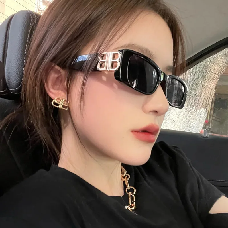 New wholesale custom logo HD glasses B decoration UV400 square optical frame fashion Sunglasses