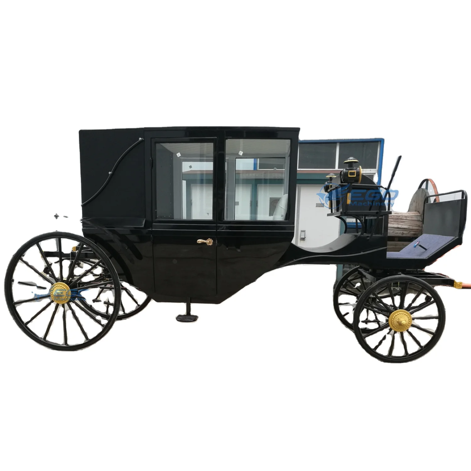 Wholesales Price Enclosed Door Passenger Horse Drawn Vehicle with Canopy Royal Carriage