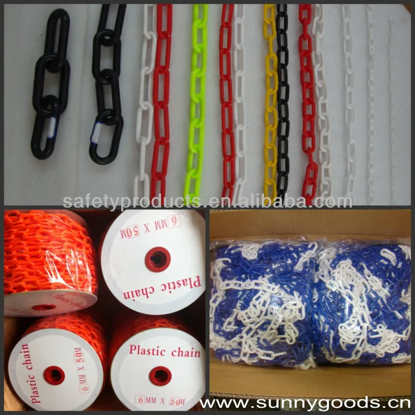 high quality 10mm yellow plastic chain for road traffic cone