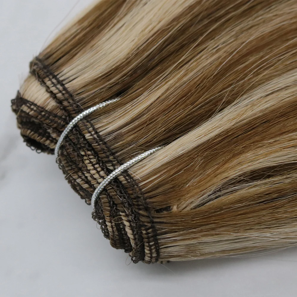 Top Quality Cuticle Intact 100% Virgin Remy Human Hair Double Drawn Machine Weft Hair Extension