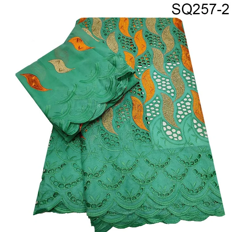 AF swiss lace + silk lace set fabric american 100% Cotton Material and Combed Yarn Type garment swiss handcut lace fabric