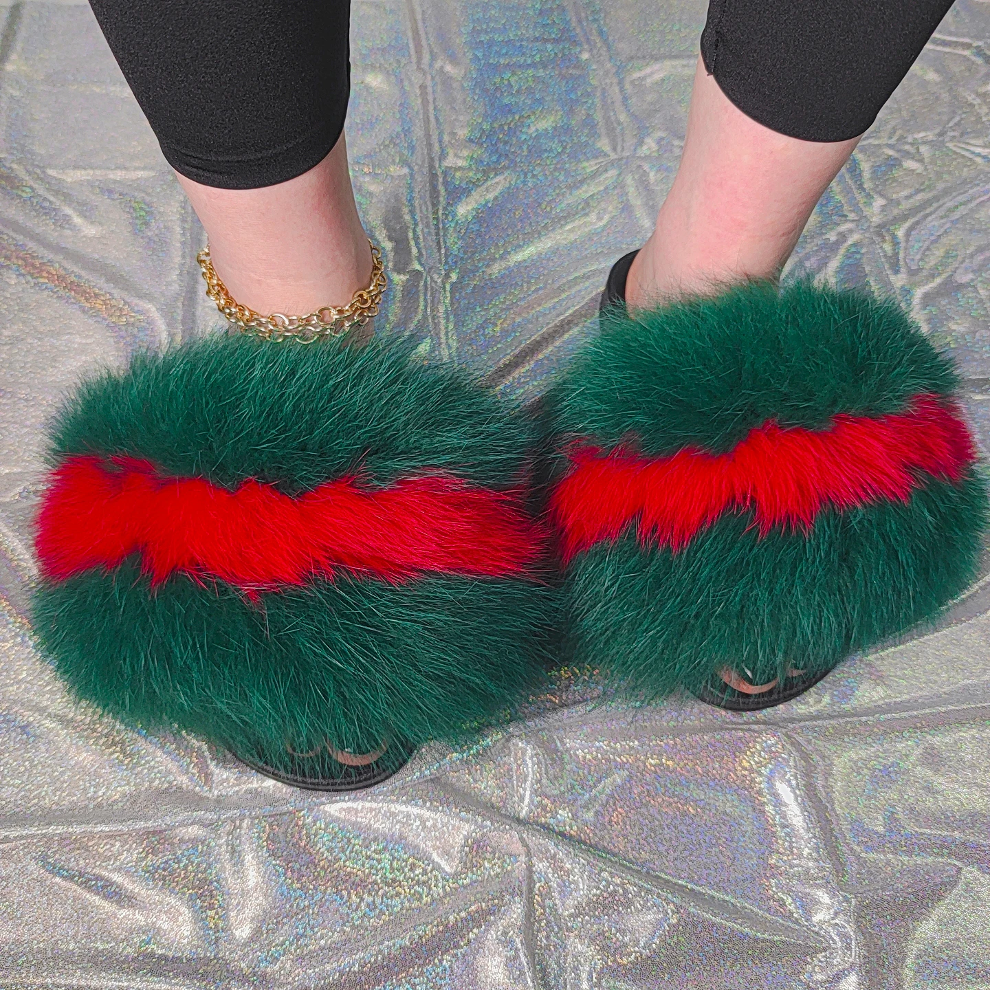 
Fluffy Sandals Wholesale Fur Slippers Hot Selling Women Racoon Fur slides 