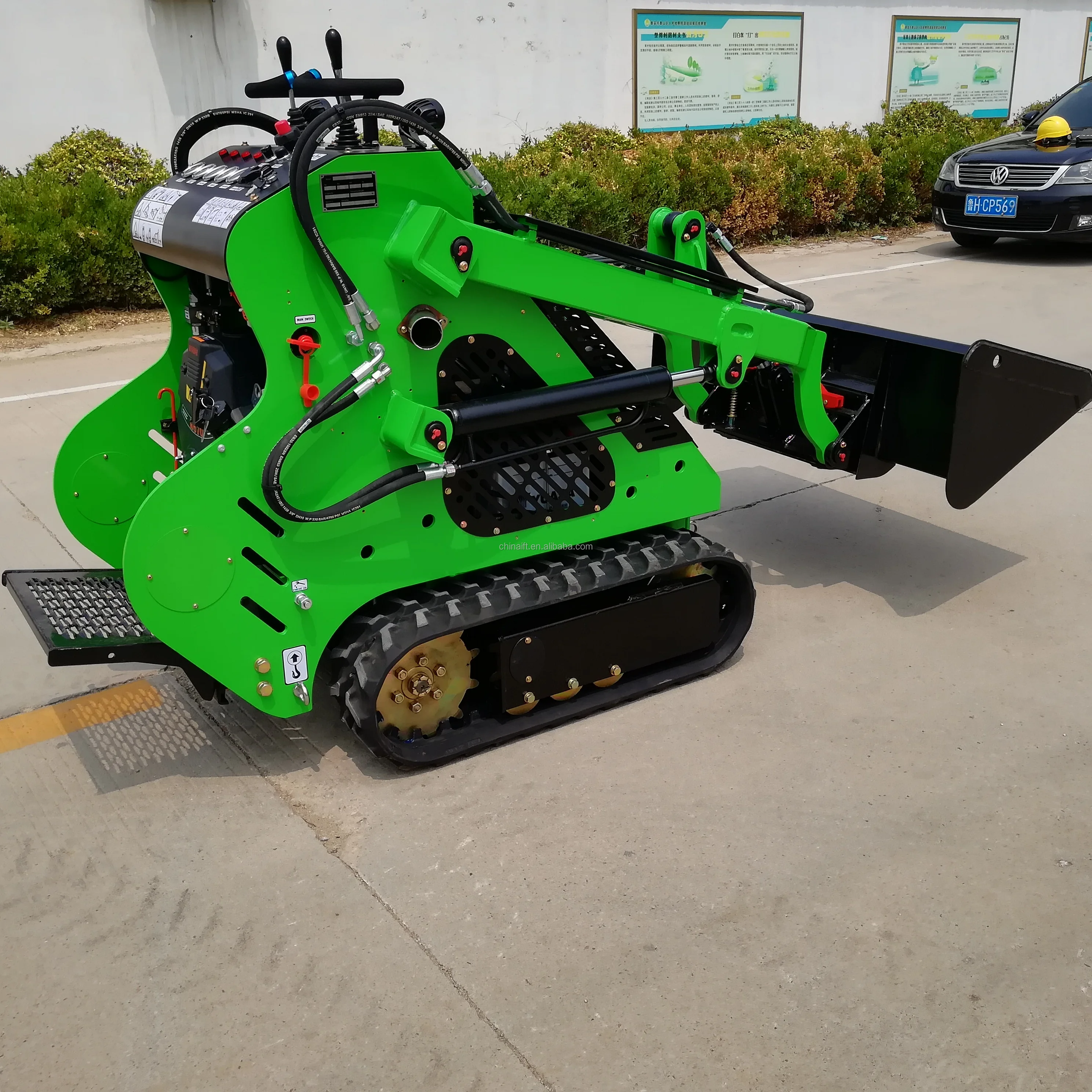 23hp мини-экскаватор резиновый Гусеничный мини-погрузчик с бортовым поворотом с шнеком ковша