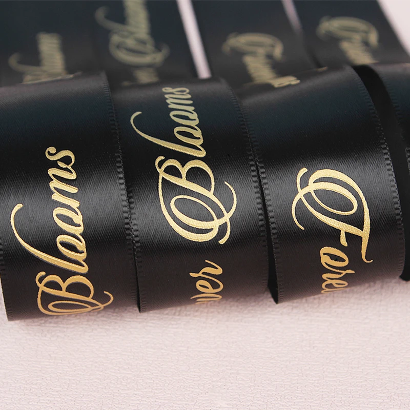 chinese silk ribbon holiday gift silk ribbon custom printed silk black ribbon 100yards