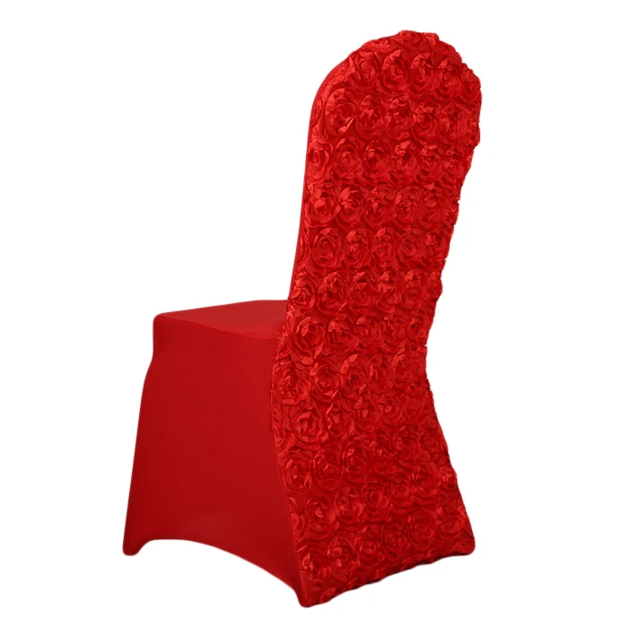 Strong Stretch Customized Gold Rosette Seat Cover Spandex Banquet Satin Flower Chair Cover For Wedding