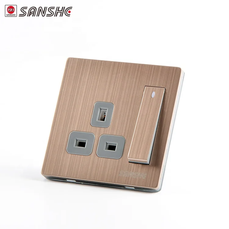 SANSHE  hot sale fashion 250V 16A light wall dimmer switch socket telephone TV socket electrical switch controller with led