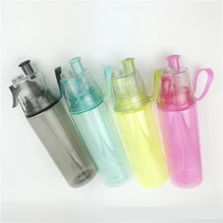 Plastic BPA Free Mist Spray Mutil-Color Drinking Sports Water Bottle With Straw